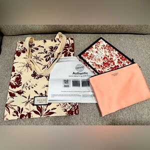 Gucci Floral Tote & Cosmetic Pouch Set